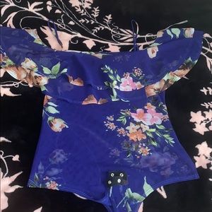blue blouse with flowers with transparent flowers